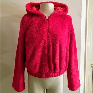 💖Hot Pink Faux Fur Hooded Coat💖 size Small
